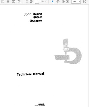 John Deere 860B Scraper Technical Manual TM-1171