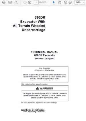  John Deere 690DR Excavator Technical Manual TMT124557