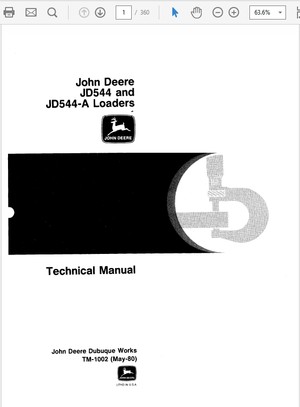  John Deere 544 and 544A Loader Technical Manual TM-1002