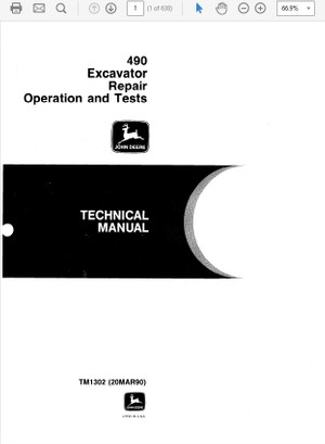 John Deere 490 Excavator Technical Manual TM-1302