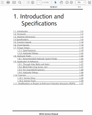  John Deere 853G Log Loader Technical Manual TM-1889