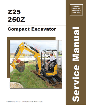 Mustang Excavator Z25 250Z Service Manual 50940346A 