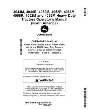 John Deere 4066M, 4066R, 4052M, 4066M Heavy Duty Tractor Operator Manual