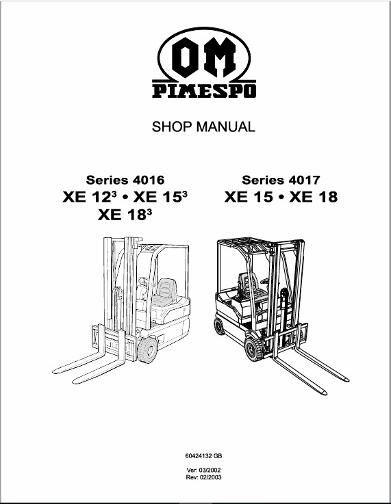 OM Pimespo XE12, XE15 and XE18 Series 4016 , 4017 Forklift