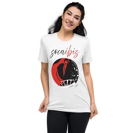 "Soca ibis"  Unisex T tri-blend fabric poly/cotton/rayon