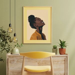 DIGITAL DOWNLOAD: Joyful Afro American Woman Art Print: Black Woman Portrait, Modern Afro Art Poster