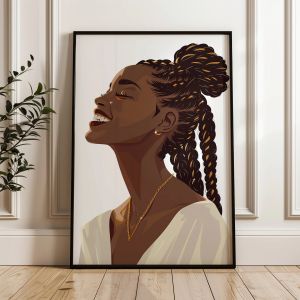DIGITAL DOWNLOAD: Black Woman Portrait: Elegant Black Woman Art Print, Modern Home Decor, Female Art