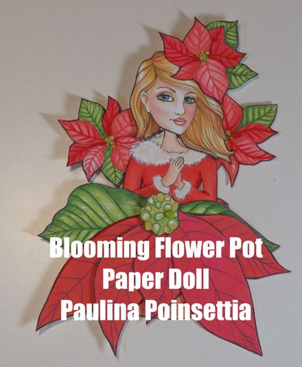 PAULINA POINSETTIA Blooming Flower Pot Paper Doll Kit - Digital Download