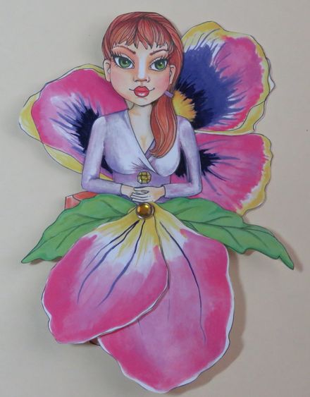 PANSY PRIM Blooming Flower Pot Paper Doll Kit - Digital Download