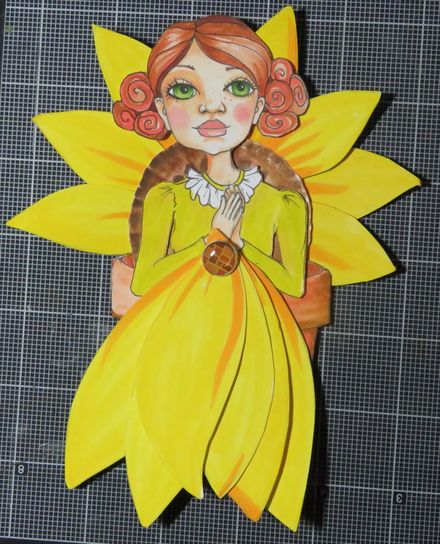 SUNFLOWER SUZETTE Blooming Flower Pot Paper Doll - Digital Download