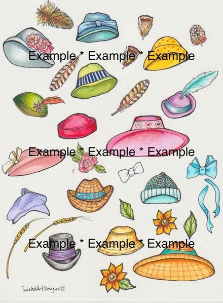 Hats, Hats &amp; More Hats Digital COLORED VERSION- Instant Download File
