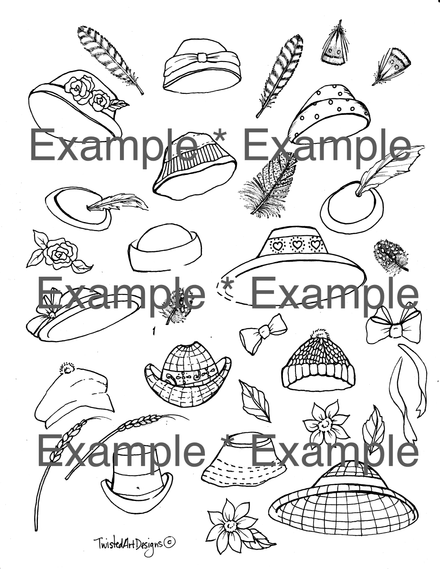 Hats, Hats &amp; More Hats BLACK &amp; WHITE Version - Digital Download File