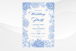 Stunning Blue Hydrangea Wedding Invitation