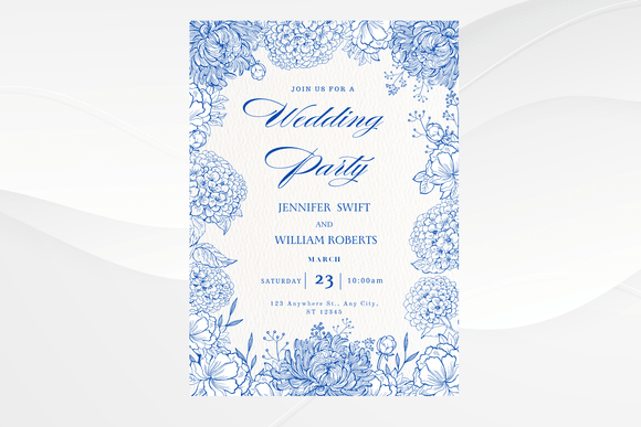 Stunning Blue Hydrangea Wedding Invitation