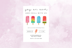 Pop On Over Popsicle Birthday Invitation | Summer Party Printable Invite for Kids