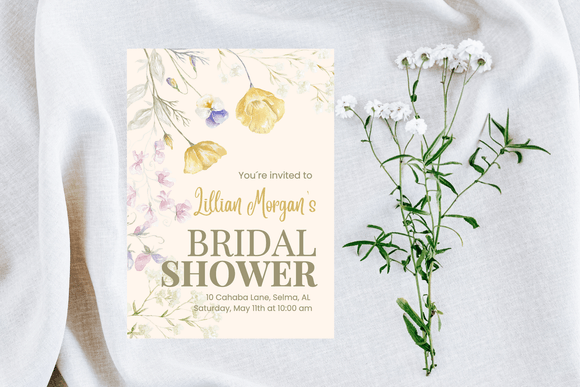 Pink Floral Bridal Shower Invitation Template