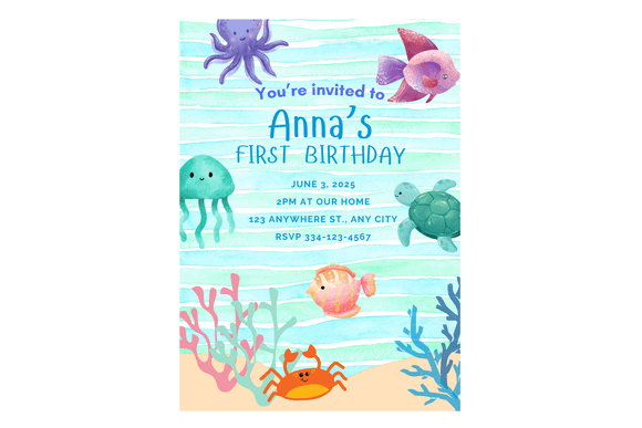 Under the Sea 1st Birthday Party Invitation