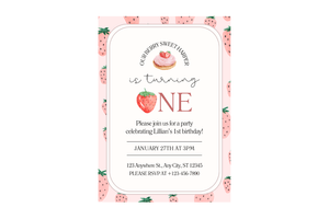 Berry Sweet First Birthday Invitation | Editable Strawberry Party Template