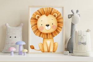 Watercolor Baby Lion Nursery Wall Art | Jungle Safari Animal Printable