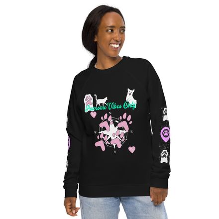 Pawsome Vibes Only Unisex Organic Raglan Sweatshirt