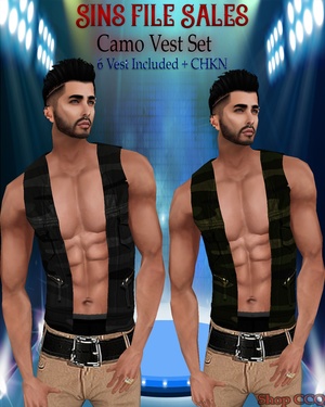 ◘Mens Camo Vest Set◘ 6 Vest + CHKN