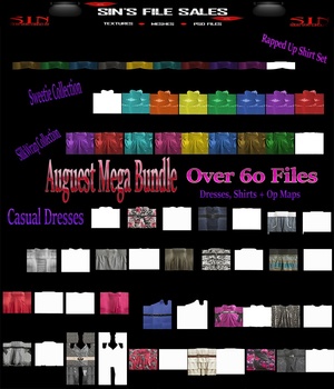 August Mega Bundle * Over 60 files (Shirts, Dresses + Op Maps) 