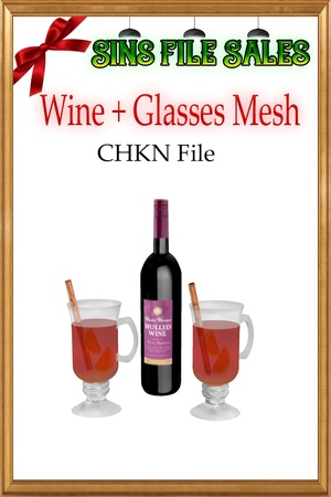 Wine With Glasses Mesh *CHKN