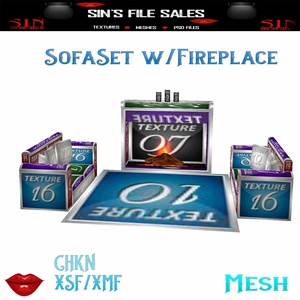 Sofa Set w/Fireplace * Mesh