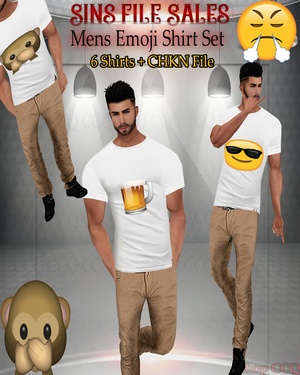 •Mens White Emoji Tee Set•