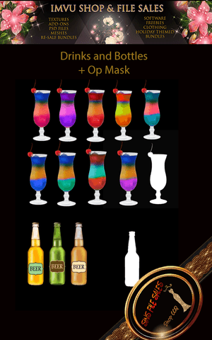 Drinks and Bottles with Op Maps-IMVU Use Only