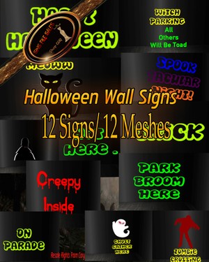 💀 Halloween Mesh Signs Bundle 💀  12 Signs/CHKN Files