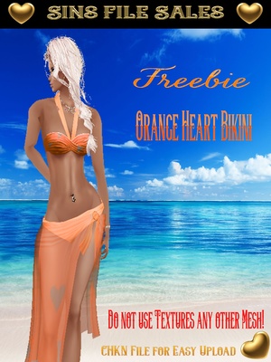 Freebie * Orange Heart Bikini * Delure Mesh