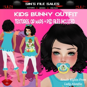 Kid&#x27;s Bunny Outfit * Textures, Op Maps + PSD Included