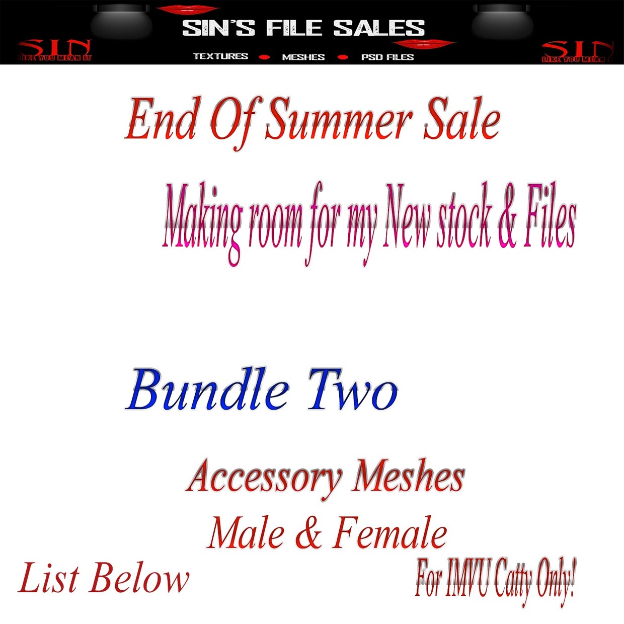 End Of SUMMER SALE!! Accessory Mesh Bundle!