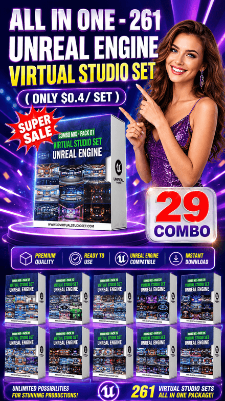 ALL IN ONE - 261 UNREAL ENGINE VIRTUAL STUDIO SET ( ONLY $4.9/ SET ) 💥 SUPER SALE 💥  
