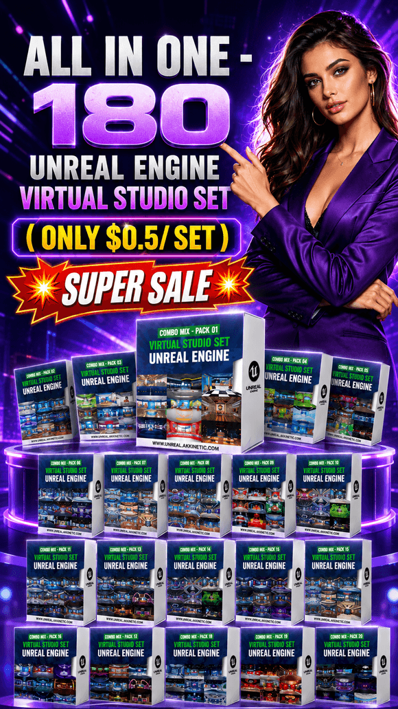 ALL IN ONE - 180 UNREAL ENGINE VIRTUAL STUDIO SET ( ONLY $0.5/ SET ) 💥 SUPER SALE 💥  