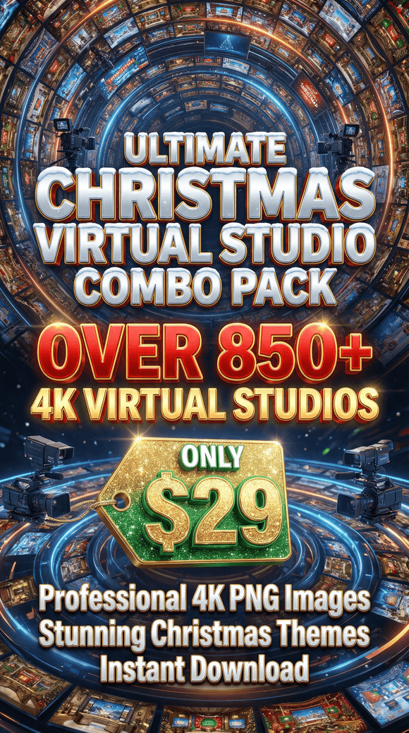 🎄 PNG Ultimate Christmas Virtual Studio Pack 4K – 850+ PNG Virtual Studio Set