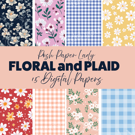 FLORAL AND PLAID DIGITAL PAPERS