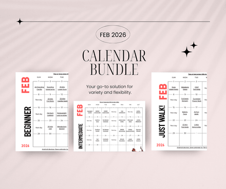 February Workout at Home Calendar BUNDLE