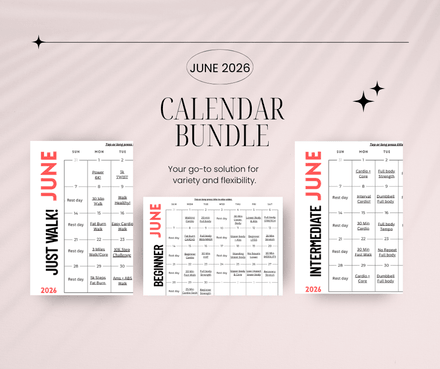 June Workout at Home Calendar BUNDLE