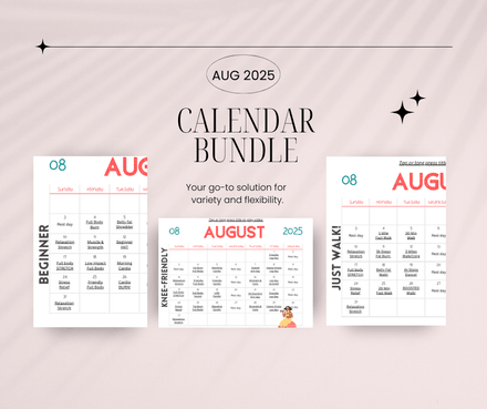 August Workout at Home Calendar BUNDLE