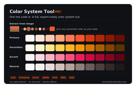 Color System Tool Pro — Generate a complete design palette in seconds