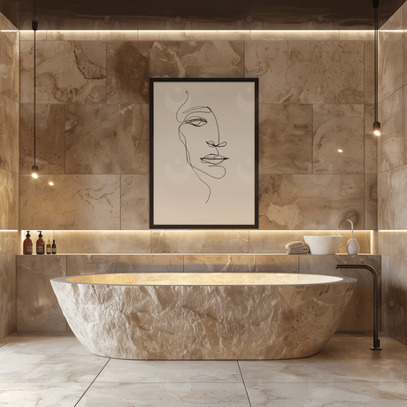 Bathroom Wall Art Frame Mockup Bundle, 18 PSD + 18 PNG (5000x5000, 300 DPI)  Photoshop Smart Object