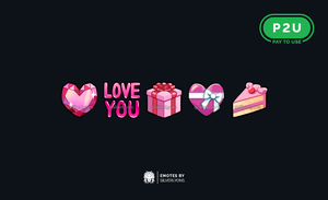 [P2U] Pink Valentines Twitch Emotes
