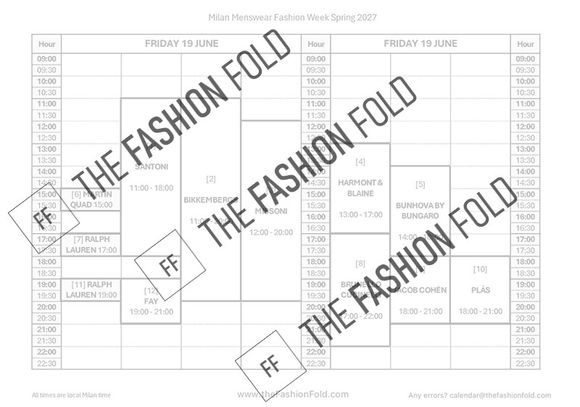 Milan Menswear Spring 2027 Visual Guide &amp; Printable