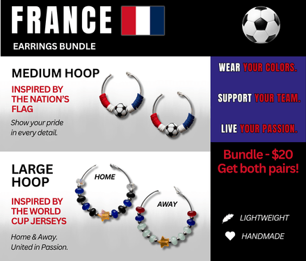 France Flag &amp; Jersey Inspired Hoops – Game Day Ready for 🌎 Cup Soccer