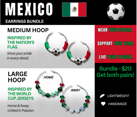 Mexico Flag &amp; Jersey Inspired Hoops – Game Day Ready for 🌎 Cup Soccer