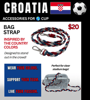 Croatia Braided Stadium Bag Strap – Game Day Ready for🌎Cup Soccer