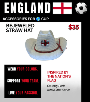 England Bejeweled Straw Hat – Game Day Ready for 🌎 Cup Soccer