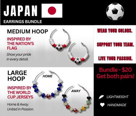 Japan Flag &amp; Jersey Inspired Hoops – Game Day Ready for 🌎 Cup Soccer